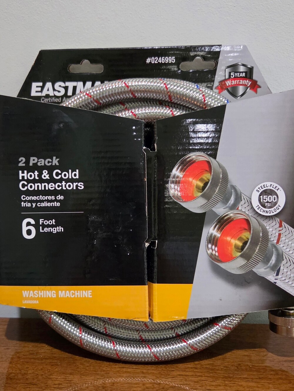 Eastman 2 Pack Hot & Cold Washing Machine Connectors 6ft #0246995